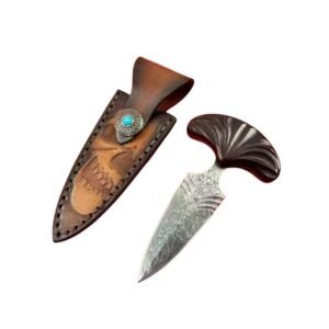 Damascus Steel Push Dagger met Rosewood Handvat