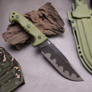 Bushcraft mes – Recht draagbaar kampeermes groen