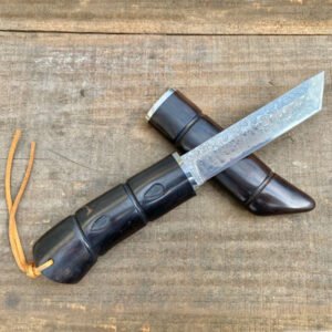 Damascus mes – Survival Mes met Houten Schede