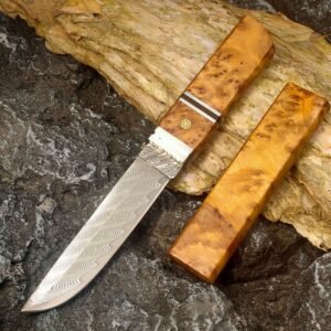 Damascus mes – Vast Mes met Thuja Houten Handvat