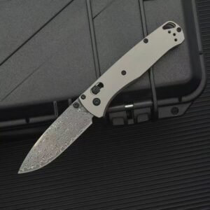 Damascus mes – Opvouwbare Switchblade met Eenvoudig Handvat