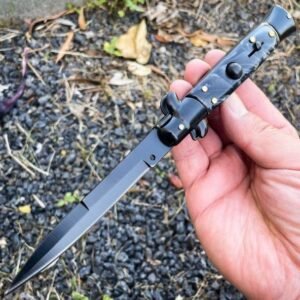 Stiletto mes – 8.75 inch Italiaanse Stiletto met Zwart Parel Handvat