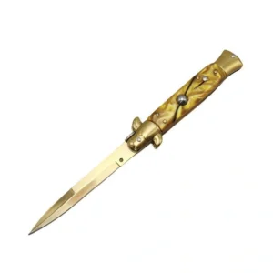 Stiletto mes – 8.75 inch Stiletto met Gouden Handvat